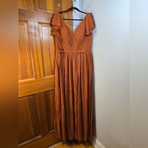 Elegant Rust Maxi Dress Sz 2XL
